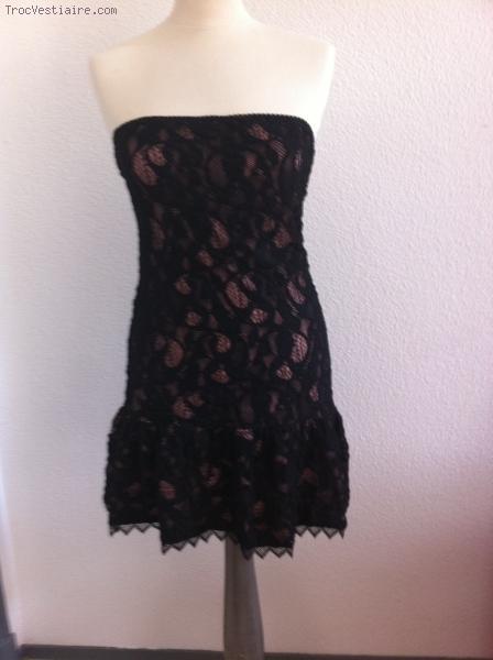 Robe dentelle noire et rose