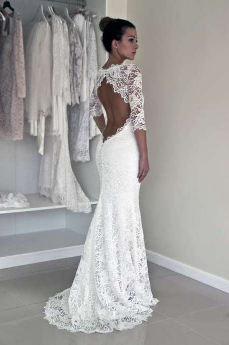 Robe longue dentelle dos