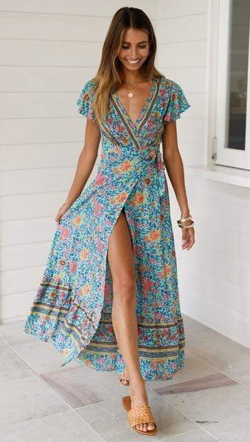 Robe longue fleurie boheme