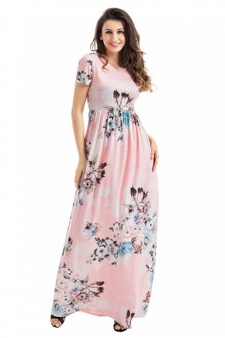 Robe longue rose et blanche