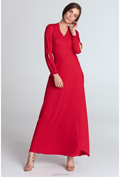 Robe manches longues rouge