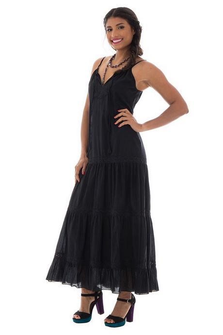 Robe noire coton longue