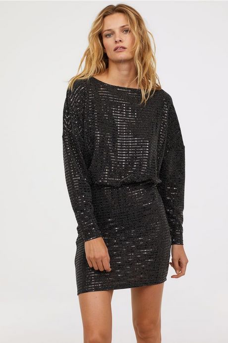 Robe pull noir pailleté