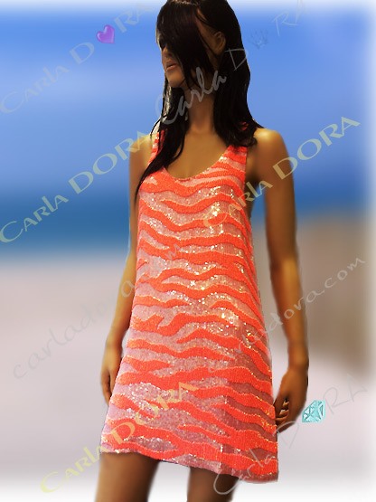 Robe rose et orange