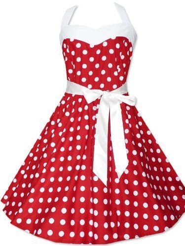 Robe rouge à pois blanc femme