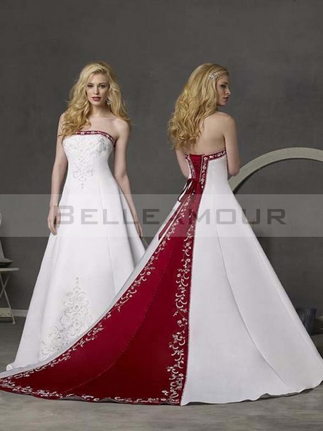 Robe de mariée rouge et blanche courte