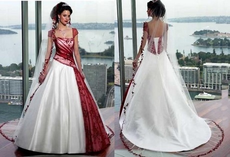 Robe de mariée rouge et blanche courte
