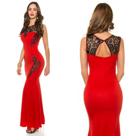 Robe longue rouge dentelle