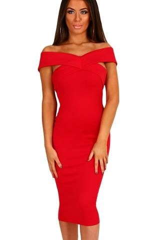 Robe rouge moulante manche longue