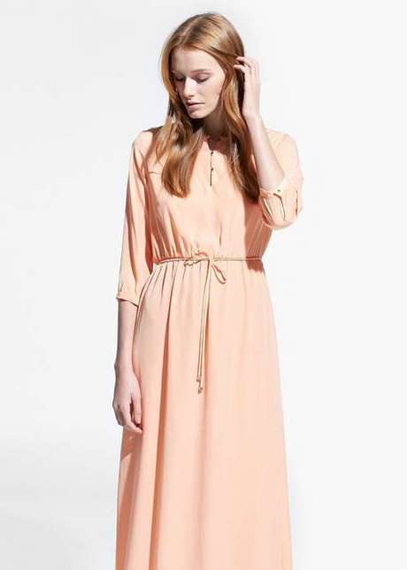 Robe rose pale manche longue