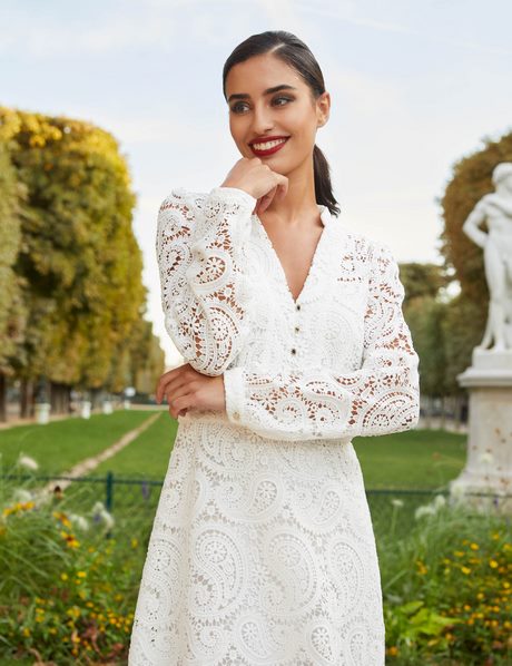 Robe ecru manche longue
