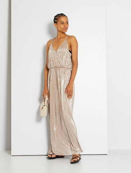 Robe longue blanche et dorée