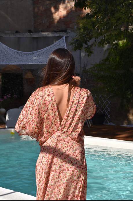 Robe longue blanche et dorée