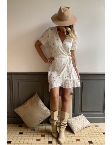 Robe longue blanche et dorée