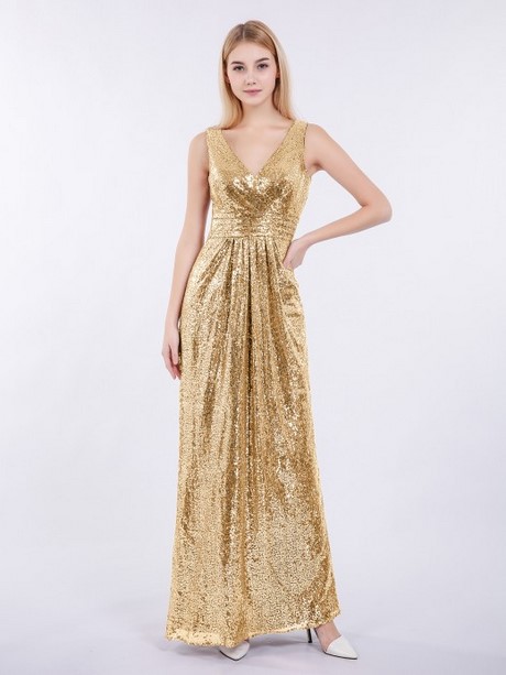 Robe longue de soirée dorée