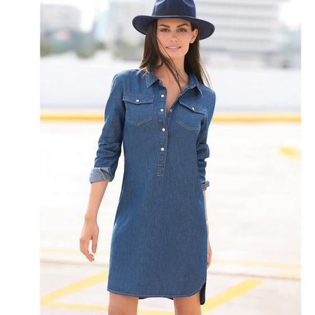 Chemise robe en jean femme