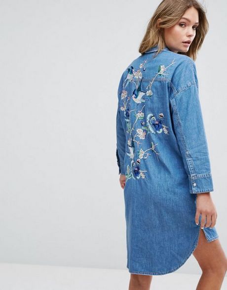 Chemise robe en jean femme