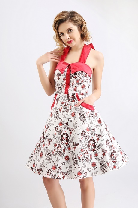 Robe blanche rockabilly