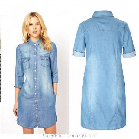 Robe en jean femme manche longue