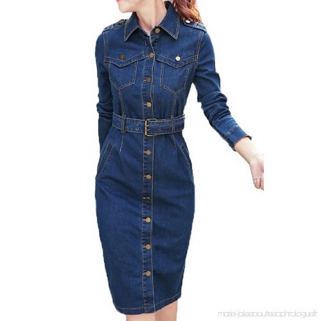 Robe en jean femme manche longue