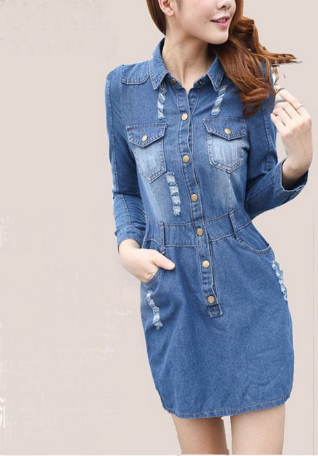 Robe en jean femme manche longue