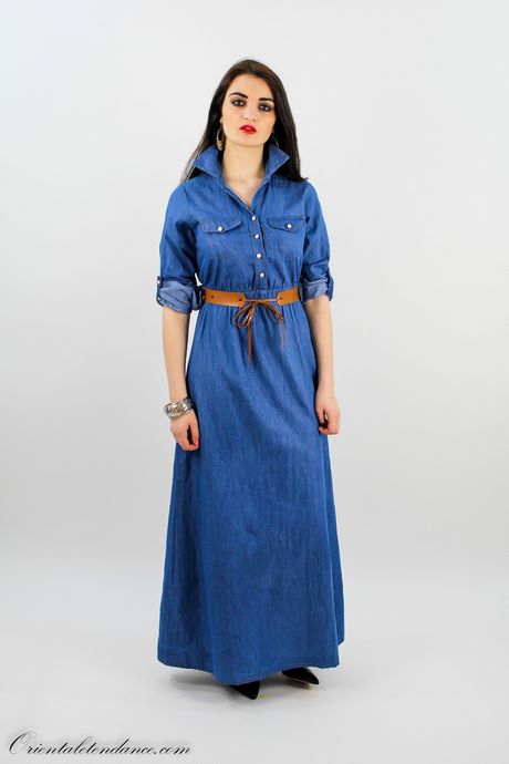 Robe jean longue femme