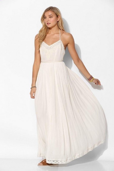 Robe longue blanche fine bretelle