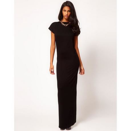 Robe longue noire manche courte