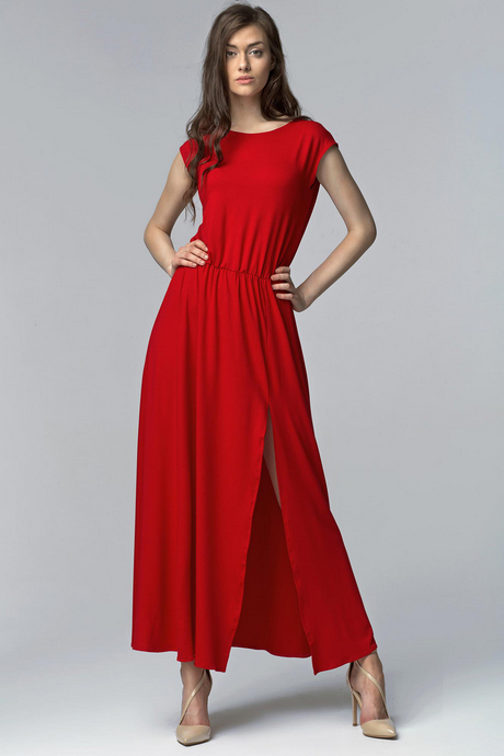 Robe longue rouge ete