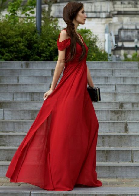 Robe longue rouge ete