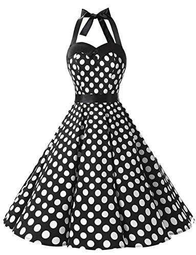 Robe pin up noir a pois blanc