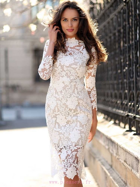 Robe blanche dentelle femme