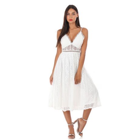 Robe blanche dentelle mi longue Beauté et mode