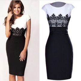 Robe blanche et noir dentelle