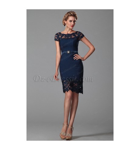 Robe cocktail dentelle bleue