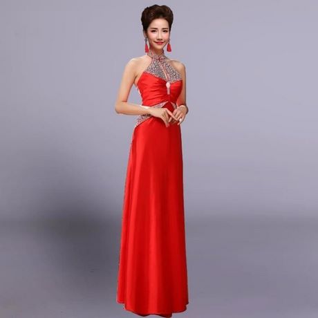 Robe cocktail rouge longue
