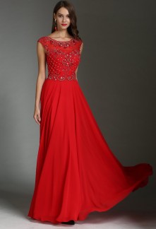 Robe cocktail rouge longue