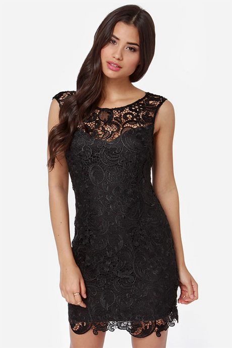 Robe de cocktail noire dentelle