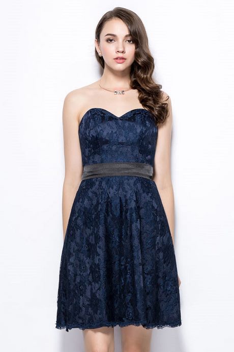 Robe de soiree dentelle bleu marine