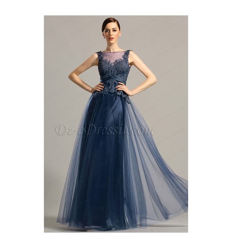 Robe de soiree dentelle bleu marine