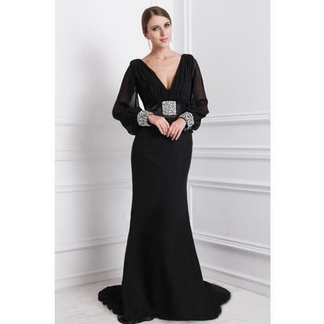 Robe de soirée longue manche longue