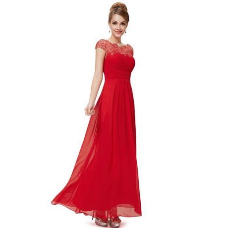 Robe de soirée longue rouge dentelle