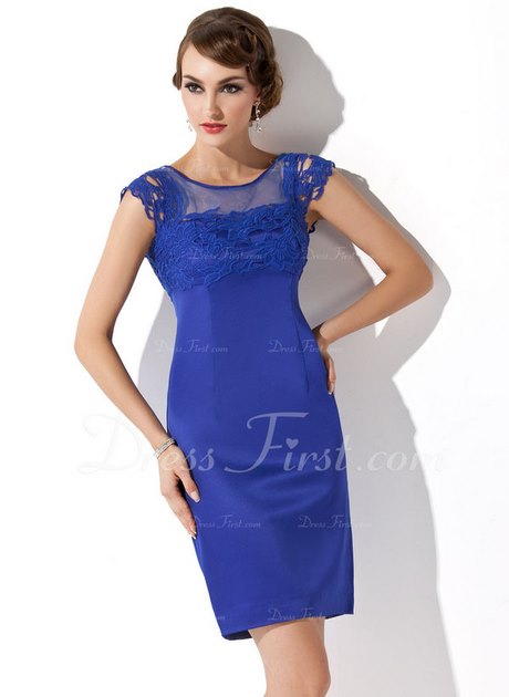 Robe dentelle courte bleu