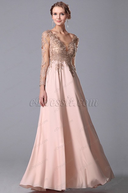 Robe dentelle longue rose