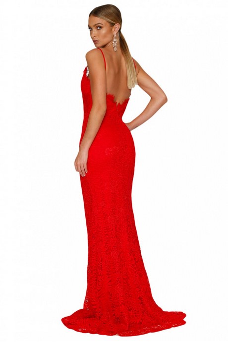 Robe dentelle longue rouge