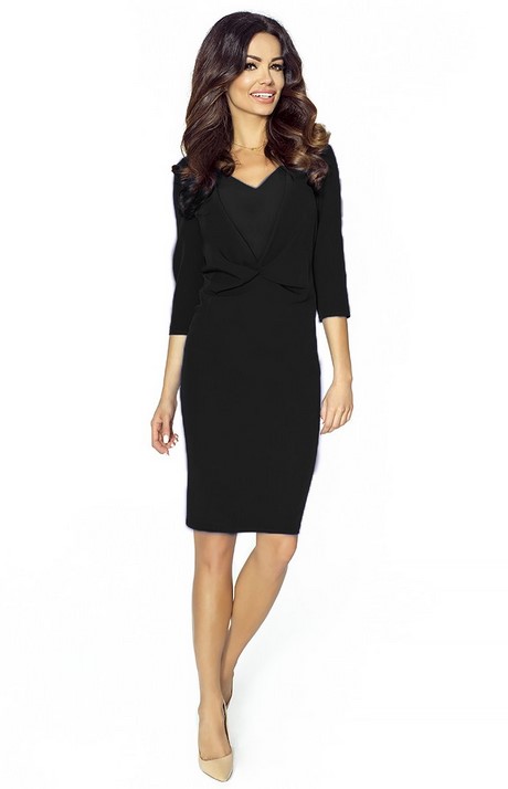 Robe droite noire manches longues