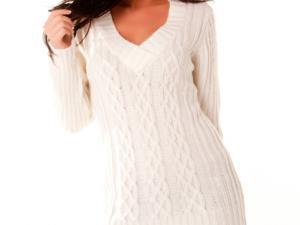 Robe laine blanc femme