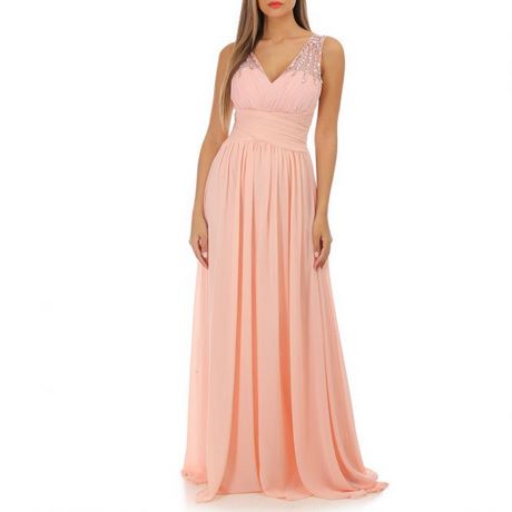 Robe longue de soirée rose