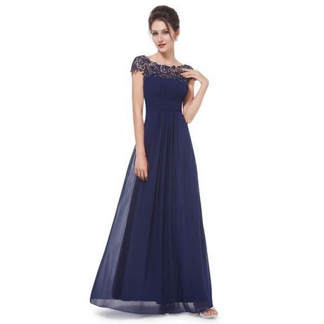 Robe longue dentelle bleu marine