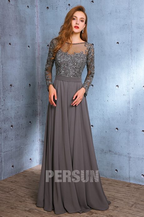 Robe longue dentelle manche longue